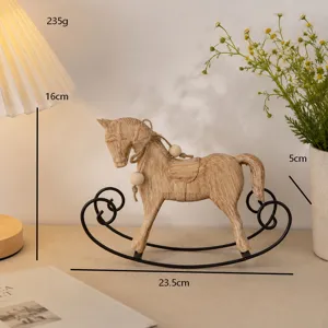 Nordisches Retro Holz Schaukelpferd Ornament Tischdeko Vintage Heim Deko Geschenk