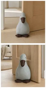 Cute grey polka dot duck door stopper decorative fabric door wedge for home room decor