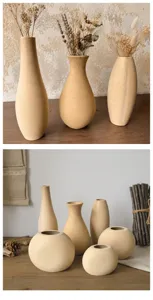 Minimalistisches Keramikvase Detail mit rauer Tontextur und eleganten neutralen Naturfarbtönen.