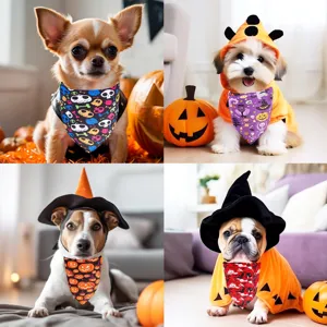 Foulard bandana d'Halloween pour animaux de compagnie chien et chat avec motif citrouille.