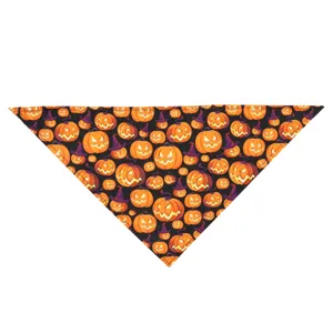 Bandana de Halloween pour chien et chat, foulard triangulaire citrouille chapeau de sorcière.