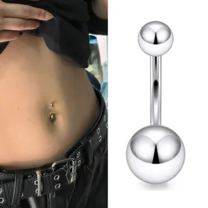 Simple stainless steel navel ring basic belly button piercing body jewelry for women.