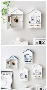 Mediterranean wooden key holder wall decor marine style storage box for home hallway decoration.