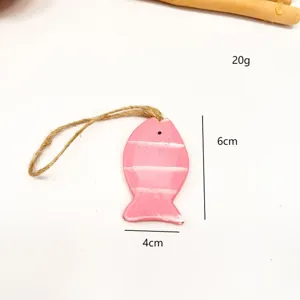 Mediterranean style pink wooden fish hanging ornament decorative pendant for home wall decor