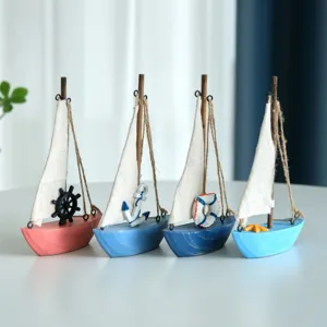 Decorazione da scrivania barca a vela in legno stile mediterraneo set di ornamenti casa.