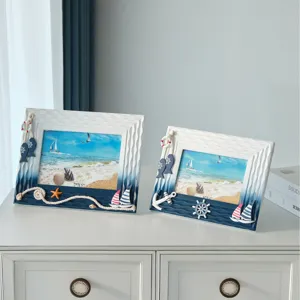 Mediterranean style wooden photo frame set 6 and 7 inch desktop picture frame for home decor