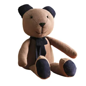 Retro cloth teddy bear doll handmade cute stuffed animal toy for creative home decoration
