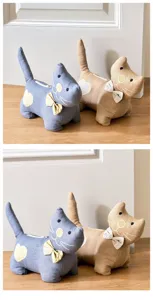European cartoon fabric cat doorstop decorative cute kitten door wedge for home bedroom decor