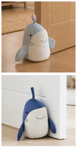 Cute shark door stop plush cartoon door blocker creative home anti-collision floor wedge decor