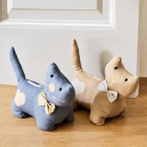 European Cartoon Fabric Cat Door Stopper Cute Animal Draft Stopper Heavyweight Door Wedge Decorative Home Decor