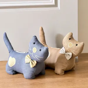 European cartoon fabric cat door stopper, cute decorative draft blocker for bedroom and home.