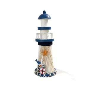 Mediterranean wooden lighthouse ornament nautical style desktop decor for home room
