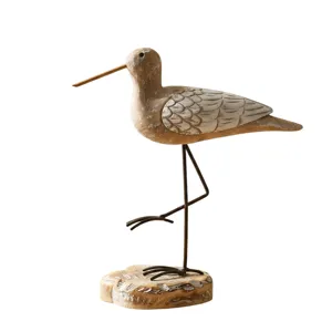 Figurine d'oiseau de mouette en bois style méditerranéen décoration de table peinte
