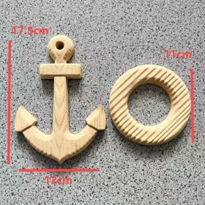Unfinished wooden anchor and lifebuoy craft blank set for creative DIY painting home decor art