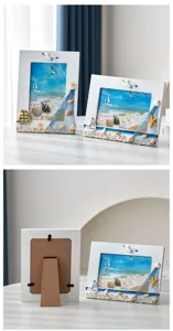 Mediterranean style 6-inch ocean photo frame with shell and starfish for home decor ornament.