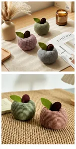Vintage fabric handmade apple decorative ornament retro plaid stuffed fruit home decor