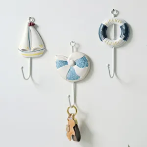 Mediterranean wall hooks creative decorative key holders cute nautical hat hangers set of 3.