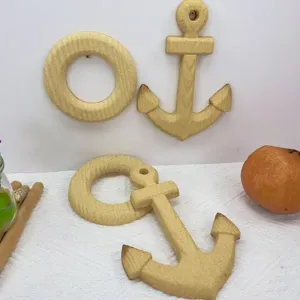 DIY Unfinished Wooden Anchor And Lifebuoy Wall Decor Blank Nautical Wood Craft Set For Home Living Room Wall Ornament