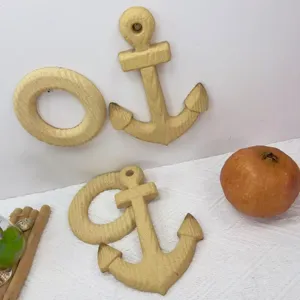 DIY unpainted blank lifebuoy and anchor craft set for hand painting home wall decor.