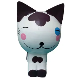 Hand-painted wooden cat figurine home decor desktop ornament cute animal craft gift display