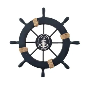 Wooden ship wheel wall decor 28cm nautical hanging ornament vintage marine style home decoration