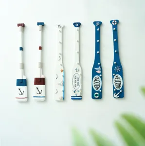 Mediterranean wooden oar wall hook creative nautical home wall hanging decor detail view