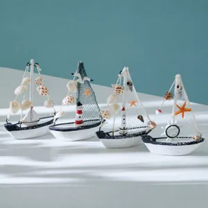 Mittelmeer Mini Segelboot Desktop Ornament Set Kuesten Stil Heimdekoration Geschenk