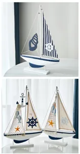 Adorno de velero de lona vintage de madera estilo marino para decoracion de escritorio.