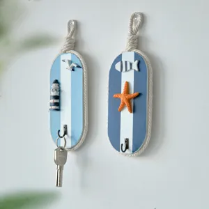 Gancio da parete in legno e resina stile mediterraneo per chiavi vestiti decorazione casa.