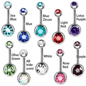 Stainless steel crystal navel ring body piercing jewelry multi-color belly button ring main display
