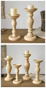 Retro European pillar candle holder blank, rough texture DIY unpainted craft home decor prop.