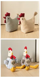 Fabric chicken door stop decorative plush toy home rustic draft stopper cute animal decor