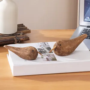 Nordisch Minimalistisch Massivholz Vogel Ornamente Paar Süße Tier Figur Desktop Heimtextilien Holzschnitzerei Handwerk