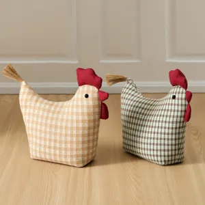 Fabric chicken doorstop weighted fabric animal ornament cute home decor two piece set