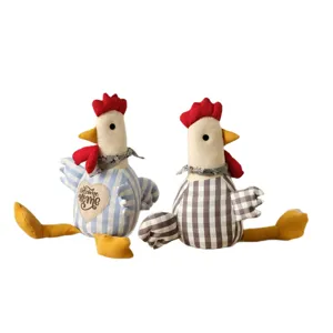 Cloth chicken doorstop plush animal home decoration pair cute sitting ornament stuffed toy