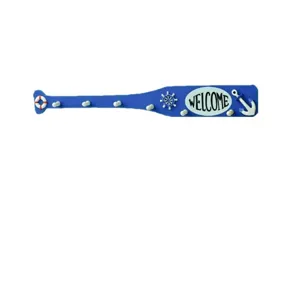 Mediterranean style wooden paddle wall hook with nautical decor and multiple hooks for home.