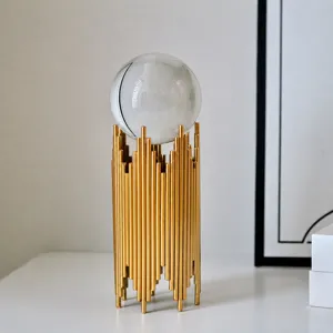 Bola de cristal de lujo adorno de metal decoración de escritorio oficina estantería detalle