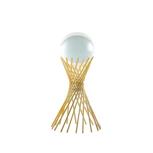 Decoración de bola de cristal de lujo con soporte de metal dorado para oficina en casa.