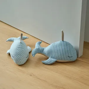 Striped fabric whale door stop cute marine style animal decorative sandbag home ornament