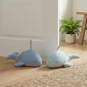 Fabric dolphin door stop cute striped ocean animal door wedge decorative heavy plush home