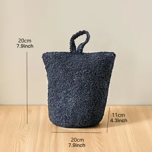 Fermaporte in tessuto peluche grigio scuro con maniglia, fermaporta pesante per la casa