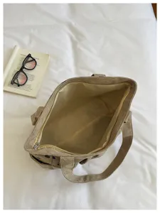 Borsa shopper in tela di grande capacità in stile casual coreano con chiusura a cerniera.