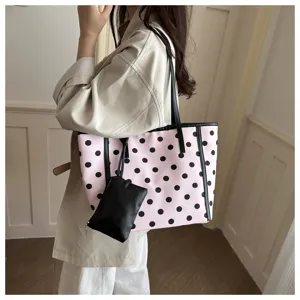 Borsa tote a pois stile coreano grande capacita borsa a spalla casual da lavoro autunno