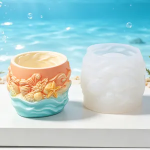Wave silicone mold for resin casting, DIY pen holder and succulent planter plant pot craft tool.