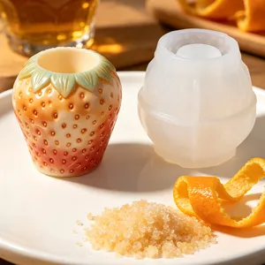 Strawberry silicone mold and finished pot detail view, perfect for DIY crafts and decor.