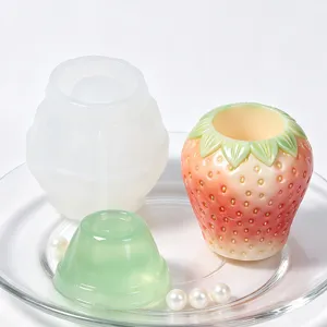Strawberry silicone mold for resin casting, flowerpot, pen holder, DIY craft making kit.