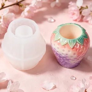 Silicone mold and strawberry flower pot set, perfect for DIY crafts and desktop storage decor.