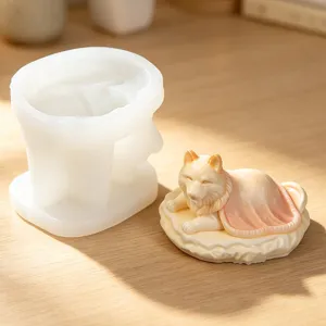 3D Wolf Hond Siliconen Mal DIY Aromatherapie Kaars Gips Mal Schattig Dier Epoxyhars Ambacht Siliconen Mal Huisdecoratie