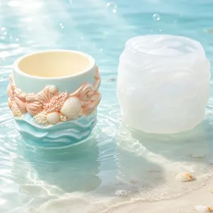 Wave seashell silicone mold for pen holder, resin, and DIY crafts. Perfect desktop decor.