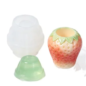 Strawberry silicone mold for succulent flower pot, pen holder, candle holder and DIY crafts.